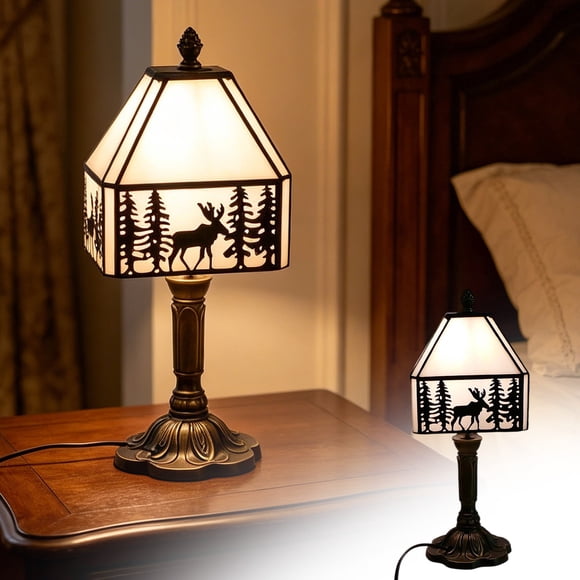 Ohmyroo Stained Glass Art Bedside Table Lamp Decorative Ambient Light 36.0 cm