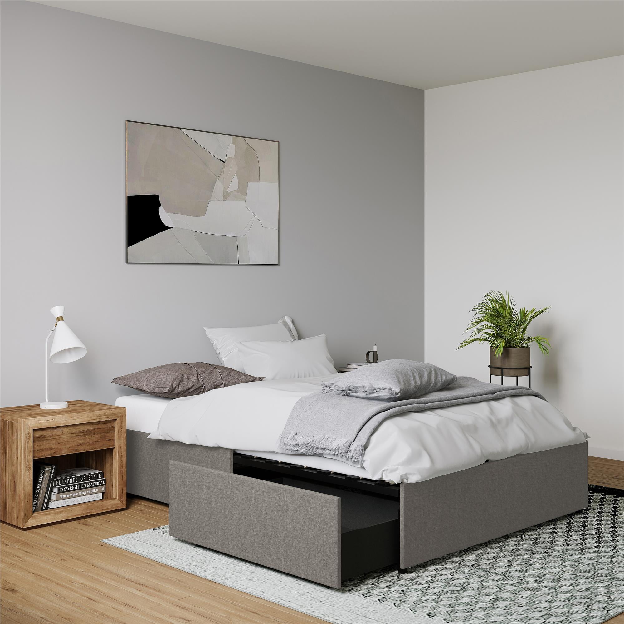 DHP Maven Platform Bed with Storage, King, Gray Linen