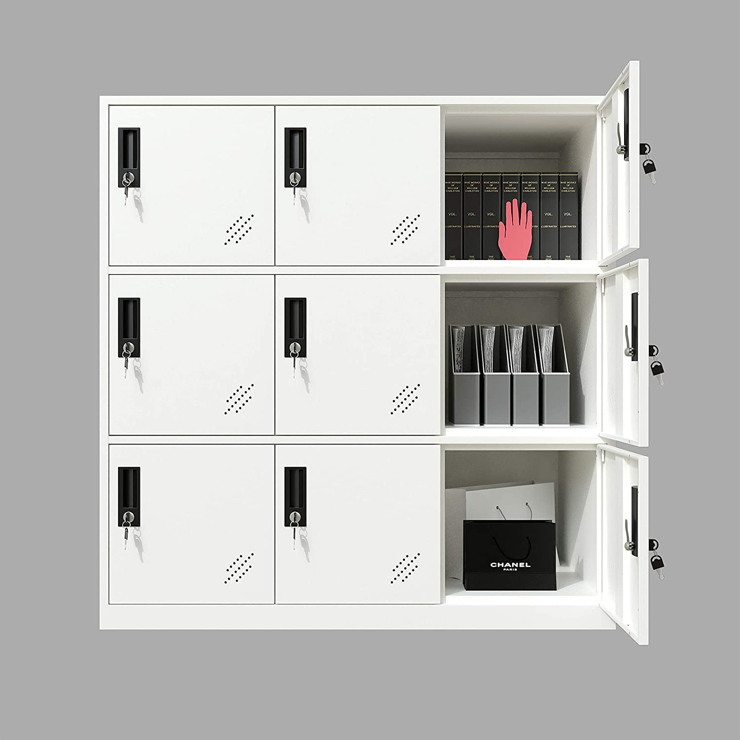 9 Door Metal Locker, Office Cabinet Locker,Living Room and School Locker  Organizer,Home Locker Organizer storage for Kids,Bedroom and office storage