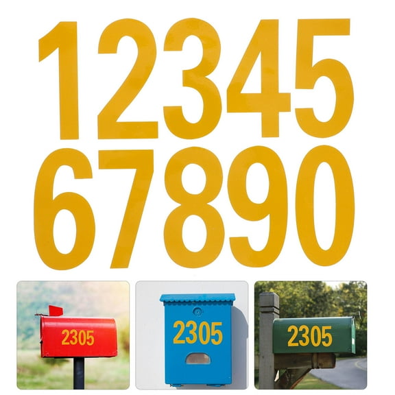 GOOHOCHY Yellow Reflective Mailbox Numbers with Self-Adhesive Backing for Outdoor Use, 4 Inch Size