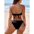thumbnail image 6 of Swimsuit Bikini, Full Coverage Bikini, Two Piece Swimsuit for Women, Womens Bikini Swimsuits, Womens Wavy Edge Bandeau Bikini Strapless Tie Back Side String Bathing Suits Two Piece Swimsuit, Black L, 6 of 6