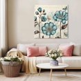 thumbnail image 5 of Blue Tulip Wall Art Painting on Canvas, Vintage Flowers Butterfly Plants Beige Rustic Canvas Art Home Prints Wall Art Framed Modern Artwork for Living Room Bedroom Wall Decor 12x12in, 5 of 9