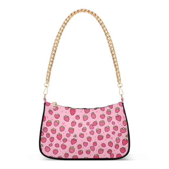 FORMRS Womens Shoulder Bag with Chain Strap Clutch Purse Cute Tote Handbag, Strawberry Bliss
