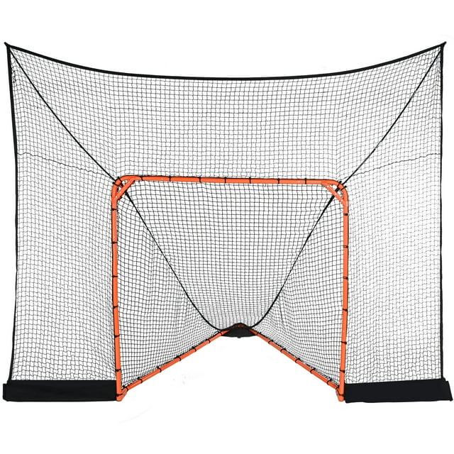 VEVOR Hockey and Lacrosse Goal Backstop with Extended Coverage, 12' x 9' Lacrosse Net, Complete Accessories Training Net, Quick Easy Setup Backyard Lacrosse Equipment