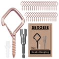 thumbnail image 1 of Ganchos de tornillo con ojal Sexoeie, 35 piezas, alta resistencia, color oro rosa, 1 of 7