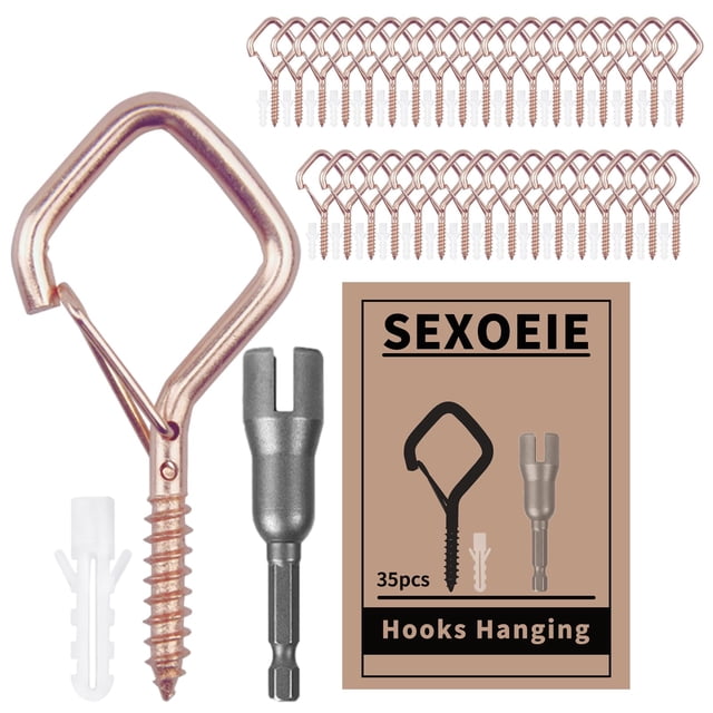 Ganchos de tornillo con ojal Sexoeie, 35 piezas, alta resistencia, color oro rosa