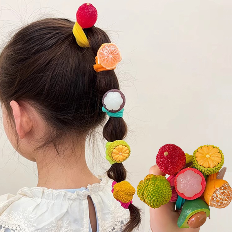 New Fruit Elasticity Ponytail Hair Tie Rubber Scrunchies Headband Cute Funny Rubber Band Fabric Hair Accessories for Women Girls