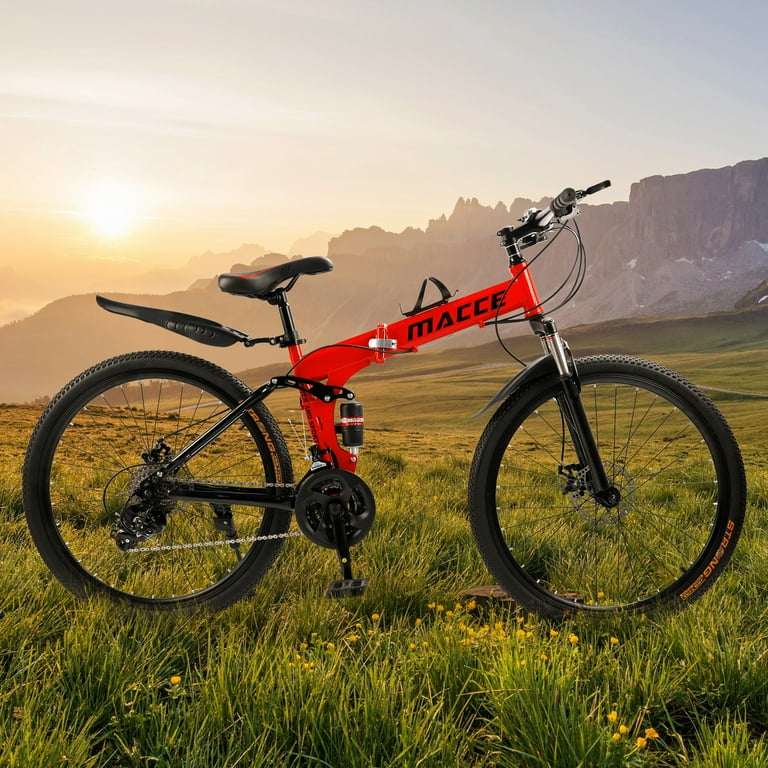 ARTUDATECH 26 Inch Folding Mountain Bike, 27 Speed Full Suspension
