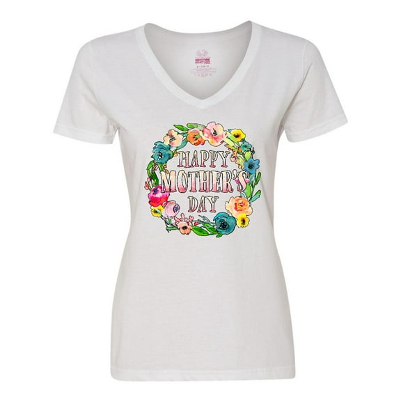 Inktastic Happy Mother's Day- flowers Women's V-Neck T-Shirt