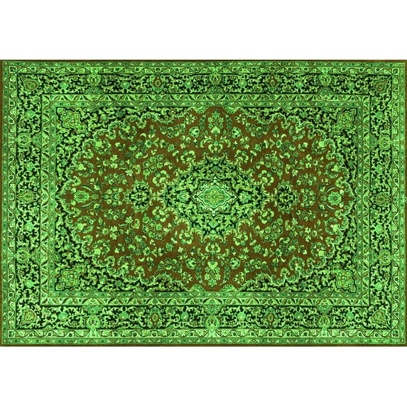 Ahgly Company Indoor Rectangle Persian Green Traditional Area Rugs, 8' x 12'