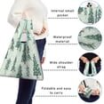 thumbnail image 5 of 5 Pack Foldable Shopping Bag,Light Green Christmas Tree and Snow Pattern Reusable Grocery Bags with Pockets,Large Reusable Tote Bags with Handles Waterproof & Lightweight, 5 of 6