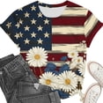 thumbnail image 4 of BRGZLK Women's 4th of July Shirt 2026 Casual Soft Lightweight Comfortable American Flag and Floral Print Patriotic Graphic Short Sleeve Round Neck Tees Women Summer Outfits F XL, 4 of 5