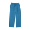 thumbnail image 4 of Women's Pants Summer Casual Cotton Linen Pants Elastic Waist Straight Leg Travel Trousers Vacation Outfits, 4 of 5