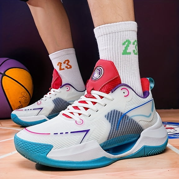 Men'S High-Top Basketball Sneakers - for Outdoor Sports, Running, Hiking, Casual Wear, Basketball Shoe Breathable Fabric & Synthetic Upper, Non-Slip Rubber Sole, Shock Absorption, All-Season Comfort