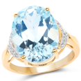 thumbnail image 1 of 14K Yellow Gold Plated 11.32 Carat Genuine Blue Topaz and White Topaz .925 Sterling Silver Ring QJ Model, 1 of 4