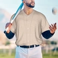 thumbnail image 5 of Rateoe Brown Gingham Pattern Men’s Baseball Short Sleeve Polo Shirt, Midweight Men's Shirt Golf Shirt Polo Shirts Quick Dry Short-3X-Large, 5 of 7