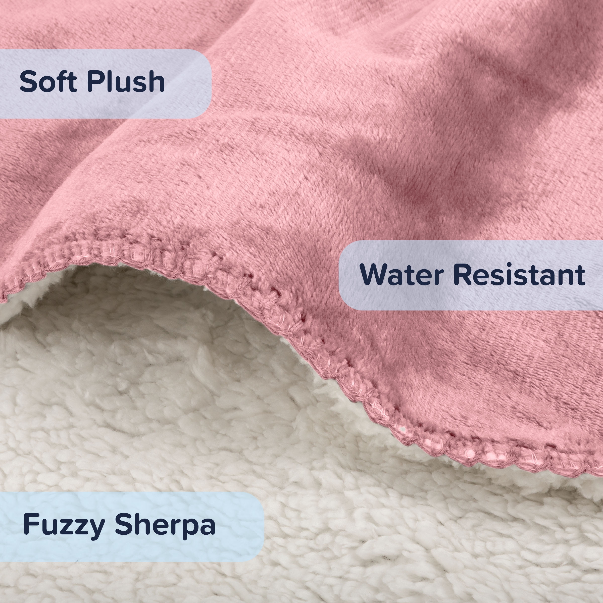 PETMAKER 50x60-Inch Reversible Sherpa Fleece Waterproof Dog Blanket (Pink)