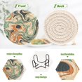 thumbnail image 4 of Haosy Set of 6 Drink Woven Coaster with Holder Heat Resistant Non-Slip Bar Coasters 4 Inches Teal Orange Marble, 4 of 7