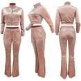 thumbnail image 5 of Women Casual 2 Piece Outfit Tracksuits High Waist Flared Pant Workout Sets with Pockets, 5 of 6