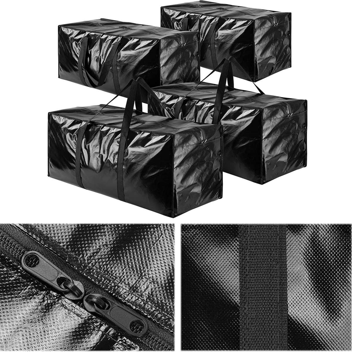 Laidan 4pcs 110L Extra Large Storage Bag, Waterproof Heavy Duty Big Clothe Storage Bags Boxes with Zippers for Moving, Travelling, Underbed, Garden, Christma