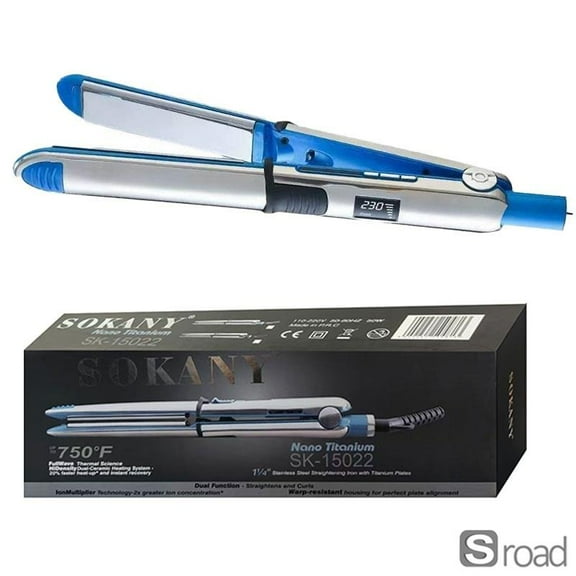 ​2-in-1 Hair Straightener Brush With Digital Display, Ionic Straightening Brush With 10 Temperature Settings 300°F-750°F, Fast 30s Heating For Frizz Control & Smooth Hair​,Blue