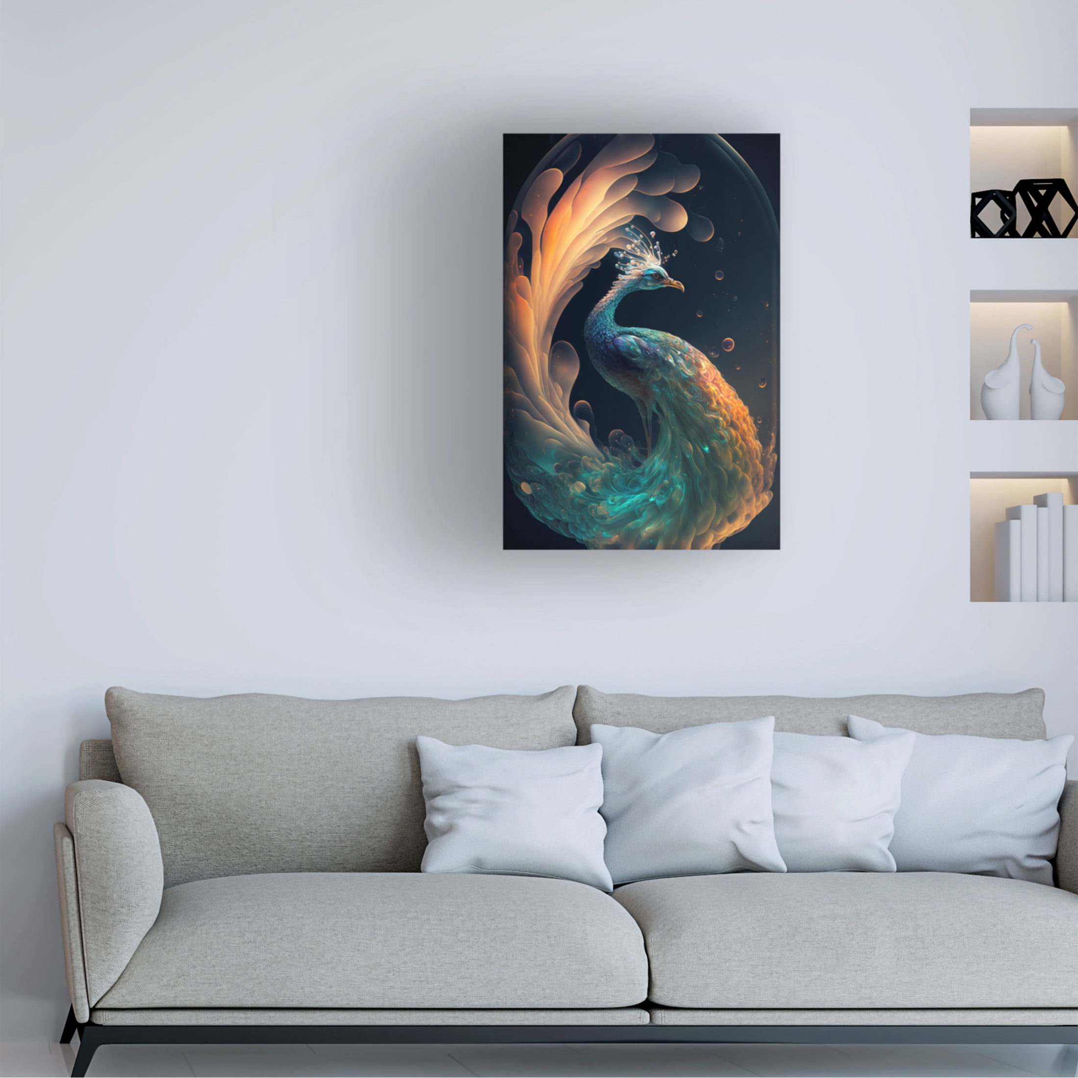 Canvas Wall Art - Ray Heere 'Proud Peacocks 25' Wall Art for Living Room, Bedroom, or Office Décor by Trademark Fine Art - 16 x 24 Inches