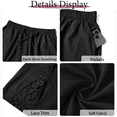 thumbnail image 5 of WellSize Plus Size Lace Shorts for Women Cotton Linen Wide Leg Shorts Summer Drawstring Elastic Waist Short Pants with Pockets, 5 of 7