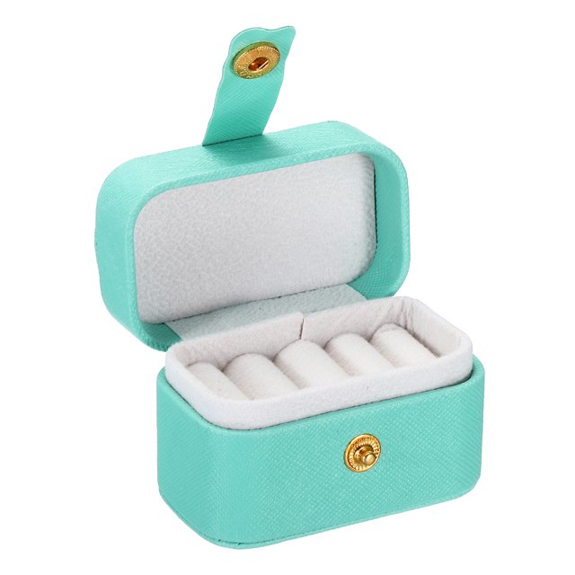 Unique Bargains Velvet Ring Box, 4 Slots Travel Ring Box Jewelry Holder Portable Mini Jewelry Case for Rings, Blue