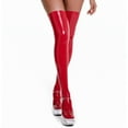 thumbnail image 2 of Linyer Women Sexy Stocking Girl Nightclub Party Banquet Cosplay Glossy Thigh High Sock Over Knee Socks Solid Color Underwear Hosiery Red L, 2 of 5