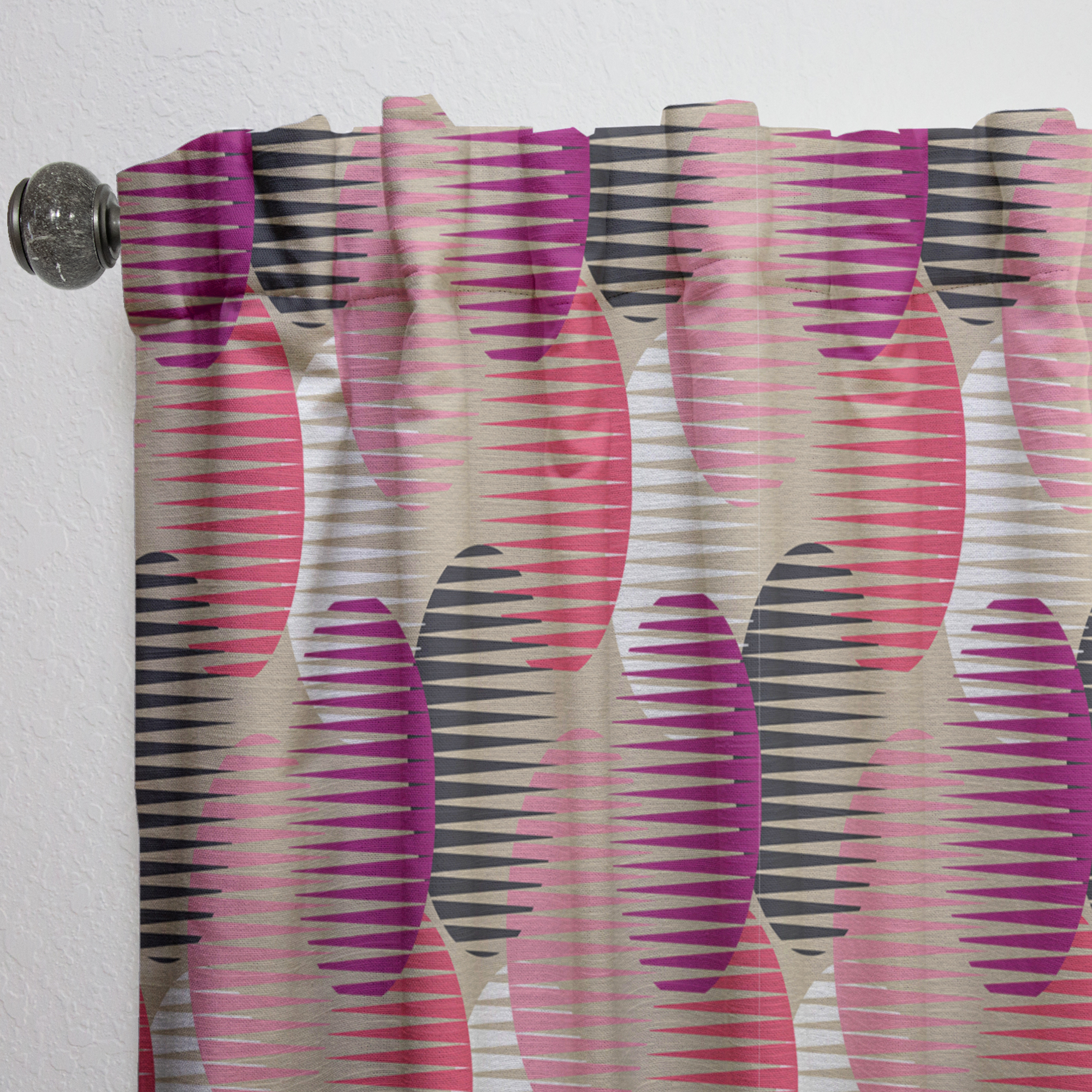 Designart 'Circular Retro Pattern VIII' Mid-Century Modern Curtain Panel