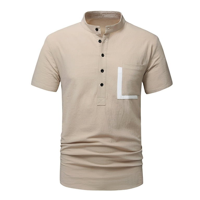ZCFZJW Mens Pola Shirts Quick Dry Short Sleeve Casual Button Down Athletic T Shirts Loose Stand Collar Tee Shirts Tops Trendy Solid Color Golf Shirt