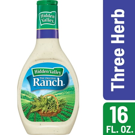 Lemon Herb Dressing (2 Pack) Hidden Valley Three Herb Ranch Salad Dressing & Topping, Gluten Free - 16 Oz Bottle ()