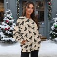 thumbnail image 2 of SCRAWLGOD Crow Print Beige Women's Sweatshirts with Pockets Long Sleeve Crewneck Drop Shoulder Sweatshirt Cozy Fall Winter Casual Clothes Oversized Soft Tops, S, 2 of 7