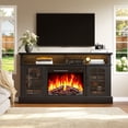thumbnail image 2 of PAPROOS Fireplace TV Stand with LED Lights for 65" TVs, Electric Entertainment Center with 23'' Fireplace, for 400 Sqt Heating Area,Black Tabletop&Black Cabinets, 2 of 9