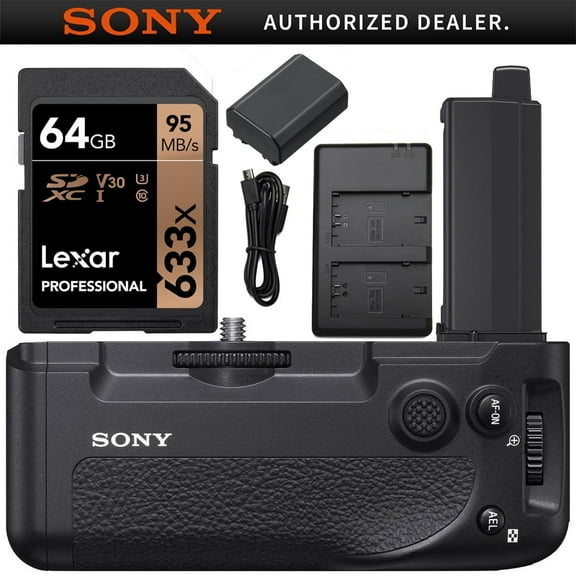 Sony VG-C4EM Vertical Grip for Alpha 7R IV with 64GB Memory and FZ100 Battery Bundle  | Official Sony USA Dealer