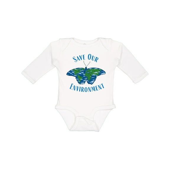 Inktastic Save Our Environment Earth Butterfly Boys or Girls Long Sleeve Baby Bodysuit