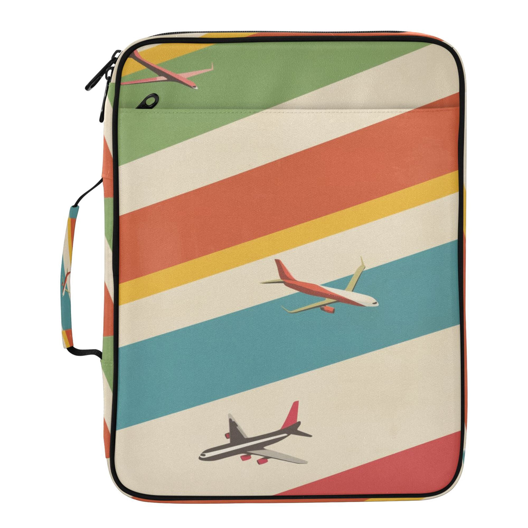 FORMRS Accordion File Folder A4 Size 7-Pocket Expanding Document Organizer Bag with 3 Ring Binder, Colorful Plane