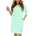 thumbnail image 2 of Fall Dresses for Women Oversized Crewneck Midi 3/4 Length Sleeve Dresses Womens Casual Solid Round Neck Loose Fits Three Quarter Sleeve Dress Plus Size Elegant Knee Length Dress with Pockets, 2 of 7