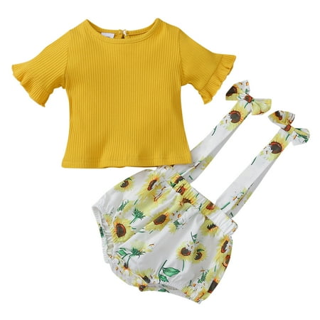 

KI-8jcuD Toddler Girl Cami Crop Tops And Sweatpants Set Baby Girls Cute Outfit Sunflowers Floral Prints Short Sleeves Top Shorts 2Pcs Set Outfits Trendy Tops For Teen Girls Big Clothes Baby Twin Gir