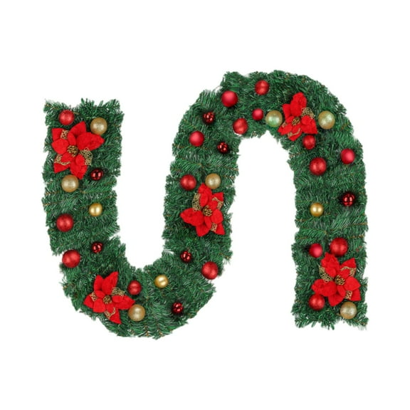 6FT Christmas Garland Artificial Indoor Outdoor Decoration, Christmas Garland with Flower Snowy Pine, Garland for Xmas Mantle,Stairs, Fireplaces, Walls Decor