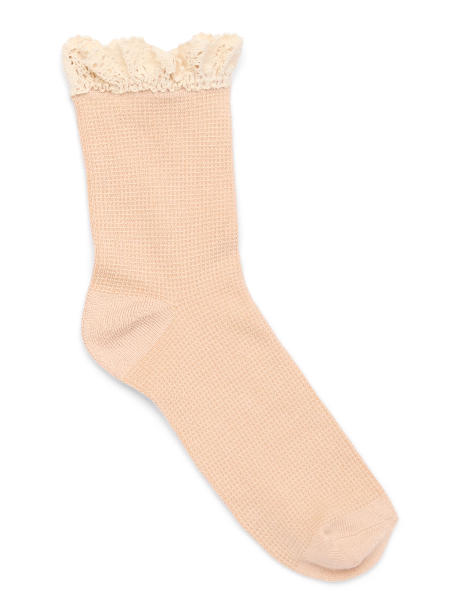 Joyspun Ruffle Socks Lettuce-Edge Dress Crew Socks for Women, Shoe Size 4-10, 4-Pack