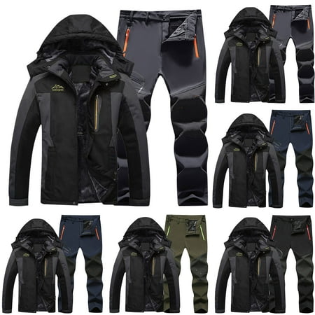 Daihomee Men s Jacket And Pants Set Insulated Water Proof Water Proof Snowboard Snowsuits For Snow Sport Male Wear Winter Windproof Hooded Jacket And Pants Suitable For Casual Outdoor Wear