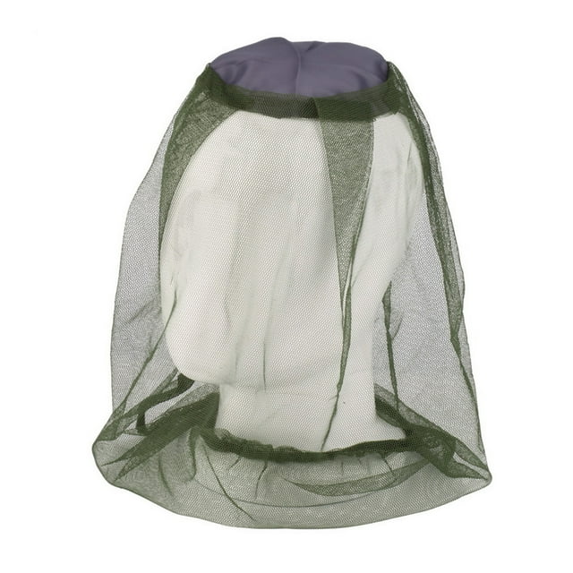 Chapeau Filet Extérieur Anti-Insectes Casquette Tête Filet Tête Chapeau Filet Extérieur Portable Camping Nylon Maille Élastique Chapeau de Pêche, Vert Armée