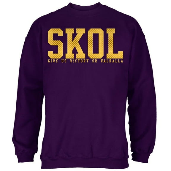 Vikings Skol Give Us Victory or Valhalla Mens Sweatshirt Purple LG