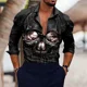 thumbnail image 3 of Camisa de solapa para hombre, diseño de calavera, sencilla, informal, para exteriores, impresión 3D HD, material suave y cómodo, primavera y verano 2024, talla grande, 3 of 4