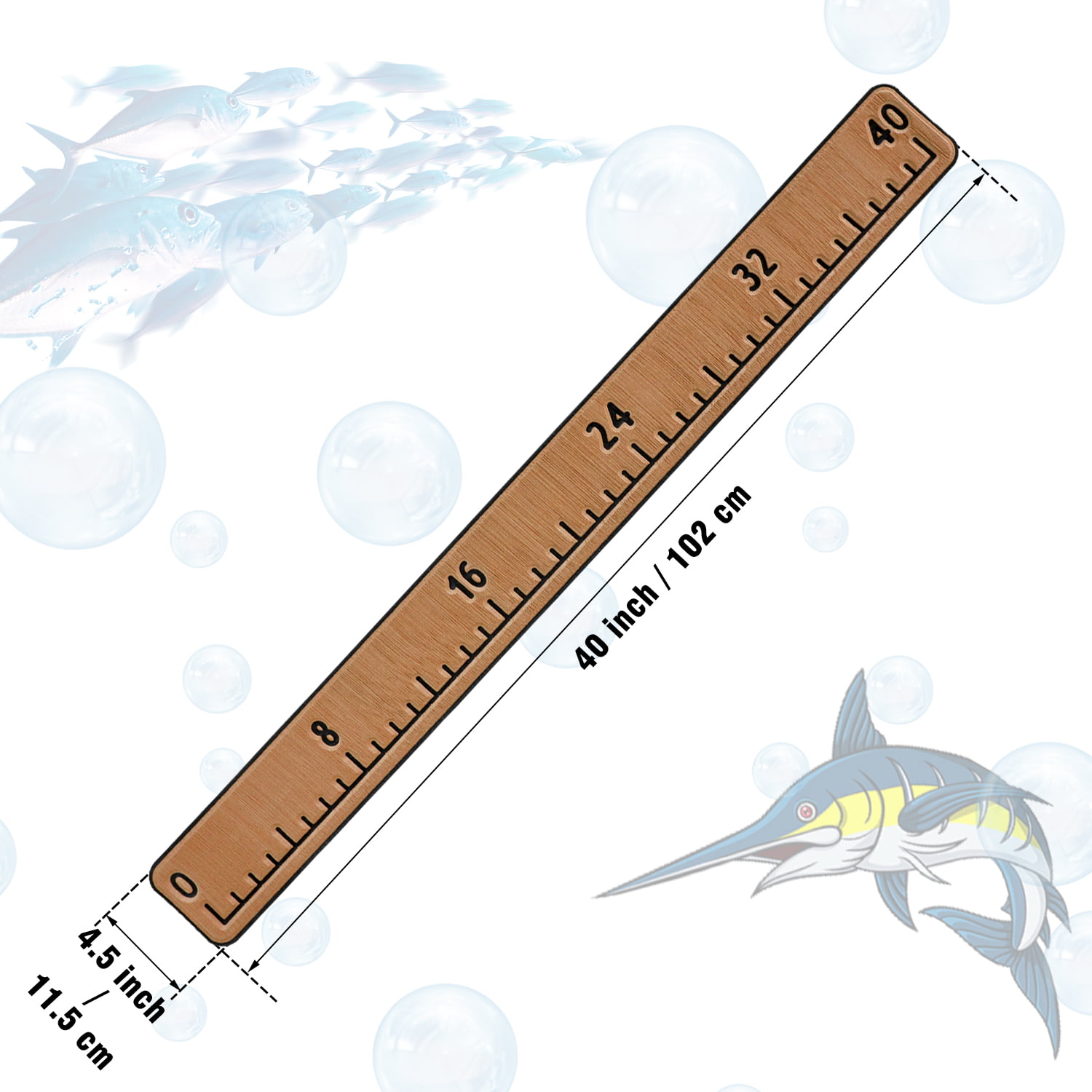 DS. Distinctive Style Fish Ruler Sticker 36-Inch Waterproof Adhesive Ruler Tape Dual Scale Fish Measuring Tape for Boat, Kayak and Table