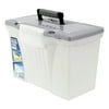Storex 61511U01C 14.5 in. x 10.5 in. x 12 in. Portable Letter/Legal File Box with Organizer Lid - Clear/Silver