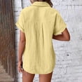 thumbnail image 4 of STETMN Women's Cotton Gauze Blouse Casual Roll Short Sleeve Shirt Collared Button Down Shirts with Pockets for Officewear, 4 of 6