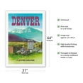 thumbnail image 2 of Denver Colorado - The Mile High City - United Air Lines - Vintage Airline Travel Poster by Michael Hagel c.1970s - Fine Art Rolled Canvas Print 27in x 40in, 2 of 4