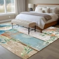 thumbnail image 4 of Large Area Rugs for Living Room Bedroom, Teal Brown Beach Coastal 8'x10' Rug Carpet Runner Indoor Outdoor, Summer Nautical Coral Shell Botanical Vintage Non Slip Floor Mats Rug for Kitchen, Patio, 4 of 8